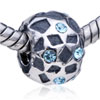 Round Shaped Blue Silver Plated Crystal European Beads