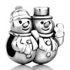 Two Snowman Silver Plated European Beads