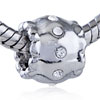 Drum With Birthstone Silver Plated Crystal European Beads