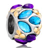 22K Amethyst Aquamarine Crystal Flower Petal Two Tone Plated Beads Charms ...