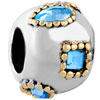 Square And Heart Shaped March Birthstone Silver Plated European Beads