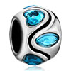  Heart  Shaped March Birthstone Silver Plated European Beads