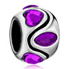 February Birthstone Purple Crystal Heart Stripes Symmetric Gift Holiday Fit All Brands Beads Charms Bracelets