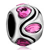 October Birthstone Pink Crystal Heart And Stripes Symmetric Beads Charms Bracelets
