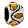 November Birthstone Citrine Topaz Crystal Heart And Stripes Symmetric Beads Charms Bracelets