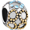 March Birthstone And Golden Circle Two Tone Plated European Beads