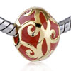 Gold Tracery Red European Beads