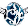 Silver Tracery Deep Green European Beads