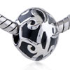 Silver Tracery Black European Beads