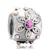 Golden Flower With October Birthstone Pink Crystal All Brands Two Tone Pla...