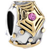 Pink Golden Spider Web Gold Plated Crystal European Beads