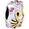 October Birthhstone And Golden Bowknot Two Tone Plated European Beads