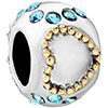 March Birthstone Heart Silver Plated Crystal European Beads