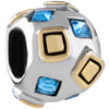 March Birthstone And Golden Square Two Tone Plated Crystal European Beads