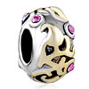 Pink Golden Fire Two Tone Plated Crystal European Beads