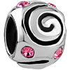Pink Spiral Swirl Crystal European Beads
