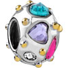 Heart Shaped Pink And Pale Blue Two Tone Plated Crystal European Beads