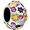 Golden Flower And October Birthstone Pink Crystal All Brands Two Tone Plat...