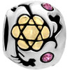 Pink And Golden Flower Two Tone Plated Crystal European Beads