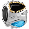 March Birthstone Droplet Silver Plated Crystal European Beads