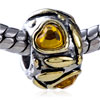 Goldenrod Heart Two Tone Plated Crystal European Beads