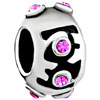  October  Birthstone Black Flower Silver Plated European Beads