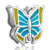 Blue Butterfly Silver Plated European Beads