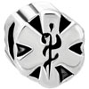 Certified Nursing Assistant Cna Caduceus All Brand Silver Plated Beads Cha...