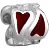 Red Heart Fit All Brands Silver Plated Beads Charms Bracelets