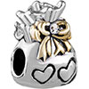 22K Flower Heart Bag Two Tone Plated Beads Charms Bracelets