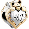 I Love You Heart Bear Fit All Brands Silver Gold Plated Beads Charms Bracelets