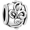 April Birthstone And Flower Silver Plated Beads Charms Bracelets