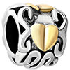 22K Golden Heart Love Stripes All Brand Two Tone Plated Beads Charms Brace...