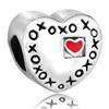 Heart Shape Engraved Xoxo And Red Love Beads Charms Bracelets