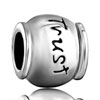 Words Trust Engraved Silver Plated Beads Charms Bracelets