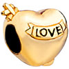 Golden Hollow Heart With Engraved Love All Brands Euro Gold Plated Beads C...