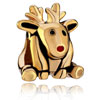Lovely Golden Christmas Deer All Brands Euro Gold Plated Beads Charms Brac...