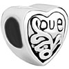  European Beads - Engraved Heart 925 Sterling Silver European Beads