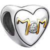 Mother Jewelry Golden Mom On 925  Sterling Silver Heart Beads Charms Bracelets Fit All Brands