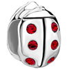 Red Crystal July Birthstone Ladybug 925 Sterling Silver Beads Charms Brace...