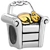 925 Sterling Silver Animal Golden Cat Sleeping On Sofa Euro Beads Charms B...