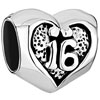 Sweet 16  Heart 925  Sterling Silver Beads Charms Bracelets Fit All Brands
