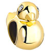 925 Sterling Silver 22K Gold Plated Clear White Crystal Cute Duck Beads Ch...
