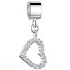 925 Sterling Silver Clear Crystal Heart Dangle Love Euro Beads Charms Bracelets