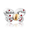 22K Gold Plated 925 Sterling Silver Butterfly Mother Daughter Garnet Red C...