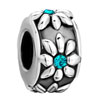 Dec Birthstone Blue Topaz Crystal Diamond Accent Flower Floral Silver Plat...
