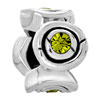 August Birthstone Peridot Crystal Eye Spacer Wheel Silver Plated Beads Charms Bracelets
