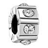April Birthstone Clear Crystal Spacer Wheel Silver Plated Beads Charms Bracelets