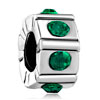 September Birthstone Sapphire Blue Crystal Spacer Wheel Silver Plated Bead...