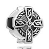 Round Shape With Cross Silver Plated Beads Charms Bracelets